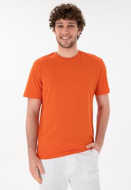 Erkek Regular Fit Bisiklet Yaka Nar Çiçeği Basic Tişört - 50305928141