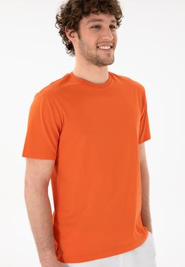 Erkek Regular Fit Bisiklet Yaka Nar Çiçeği Basic Tişört - 50305928141