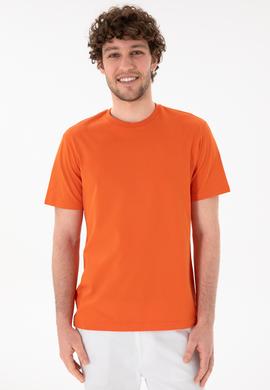 Erkek Regular Fit Bisiklet Yaka Nar Çiçeği Basic Tişört - 50305928141