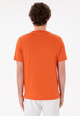 Erkek Regular Fit Bisiklet Yaka Nar Çiçeği Basic Tişört - 50305928141