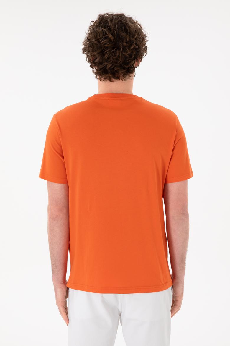 Erkek Regular Fit Bisiklet Yaka Nar Çiçeği Basic Tişört - 50305928141