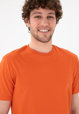 Erkek Regular Fit Bisiklet Yaka Nar Çiçeği Basic Tişört - 50305928141