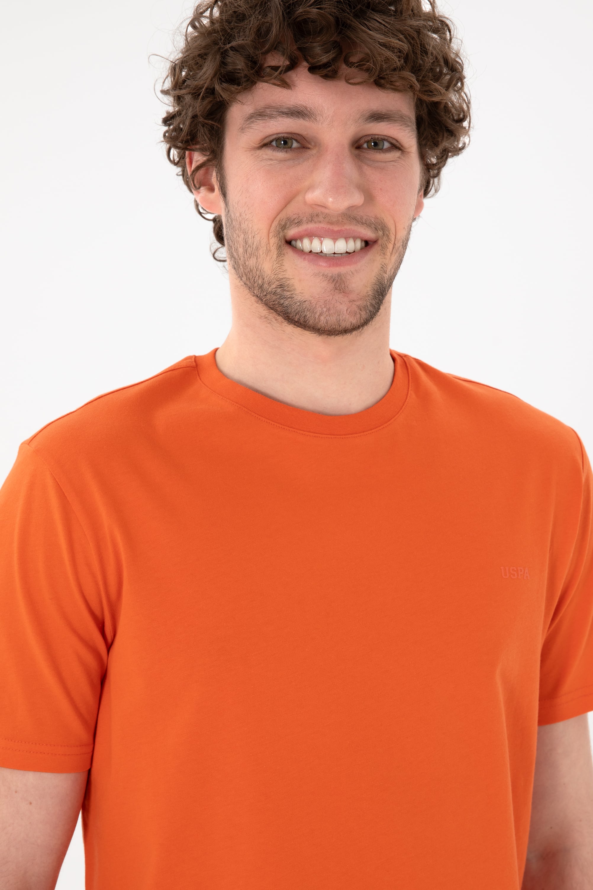 Erkek Regular Fit Bisiklet Yaka Nar Çiçeği Basic Tişört