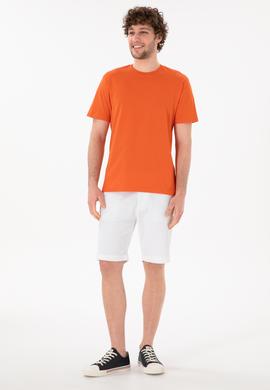 Erkek Regular Fit Bisiklet Yaka Nar Çiçeği Basic Tişört - 50305928141