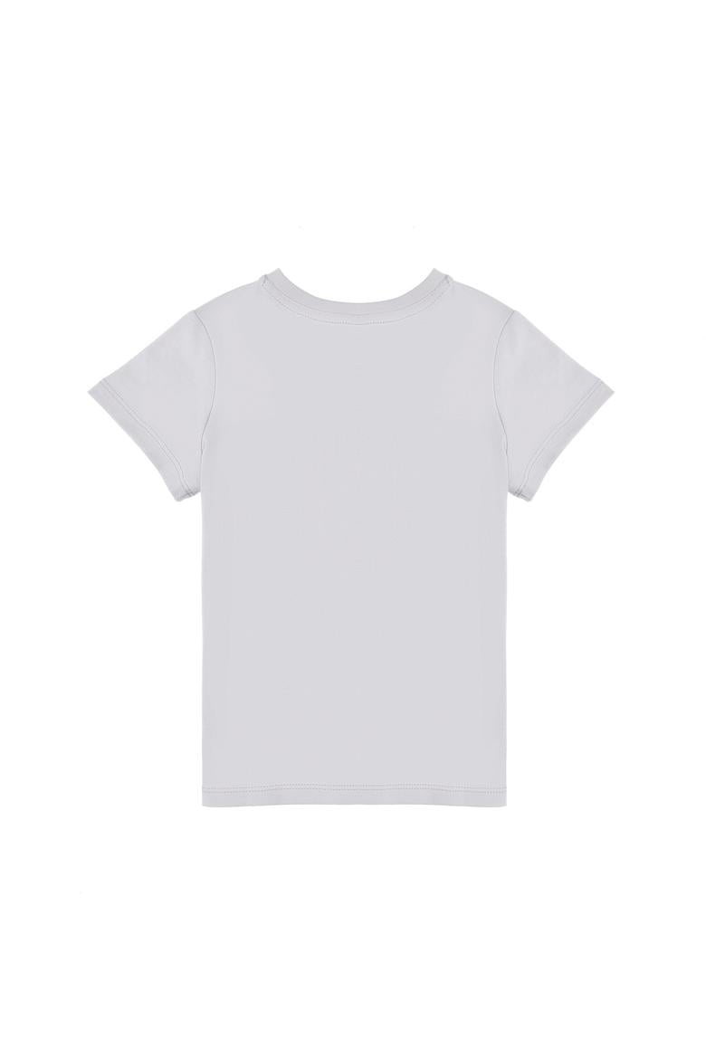 Erkek Çocuk Açık Gri Basic Bisiklet Yaka Tişört - 50306514113