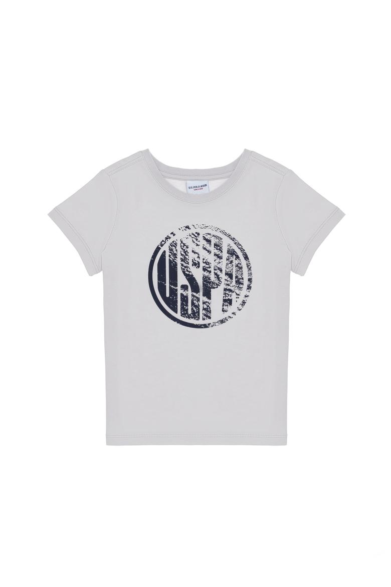 Erkek Çocuk Açık Gri Basic Bisiklet Yaka Tişört - 50306514113