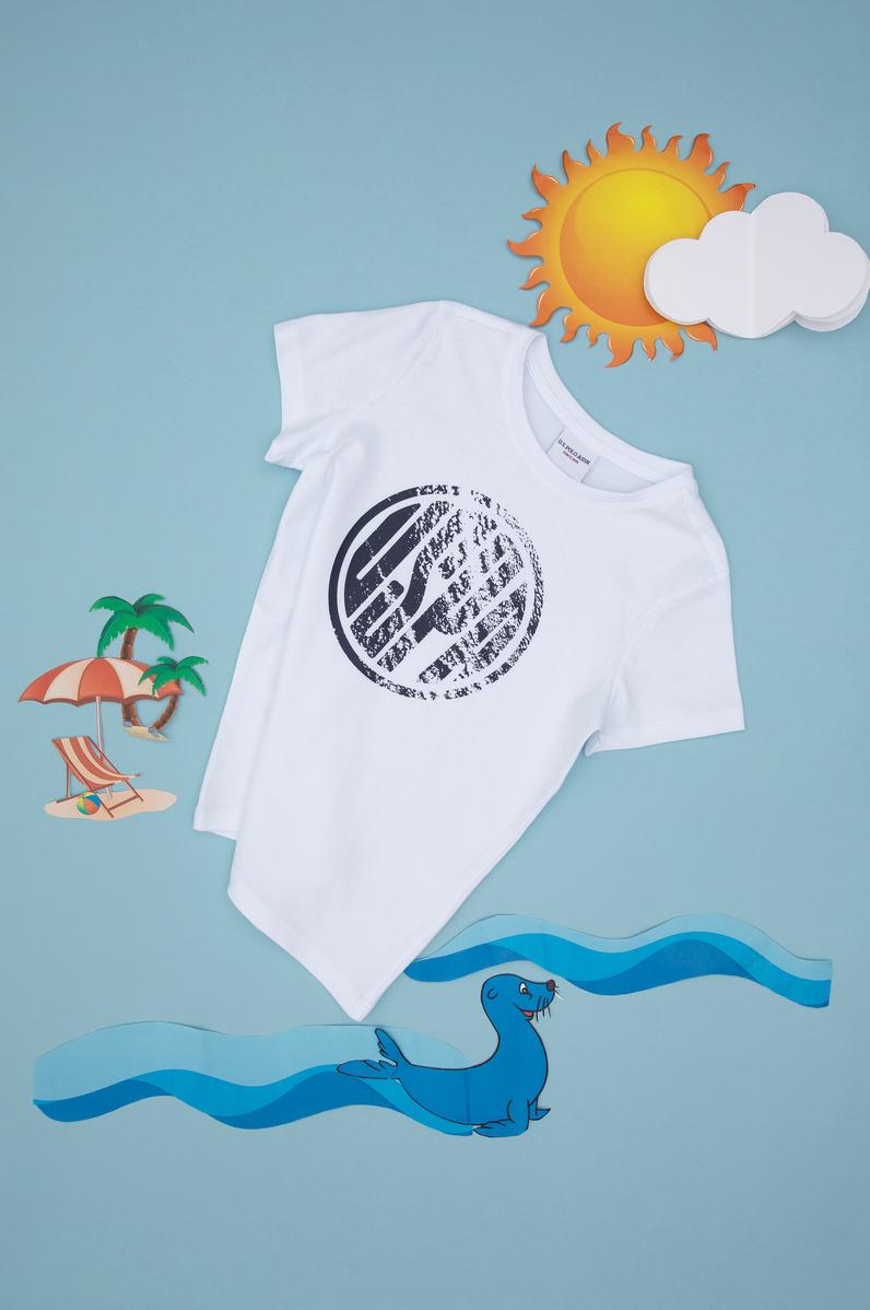 Erkek Çocuk Beyaz Basic Bisiklet Yaka Tişört