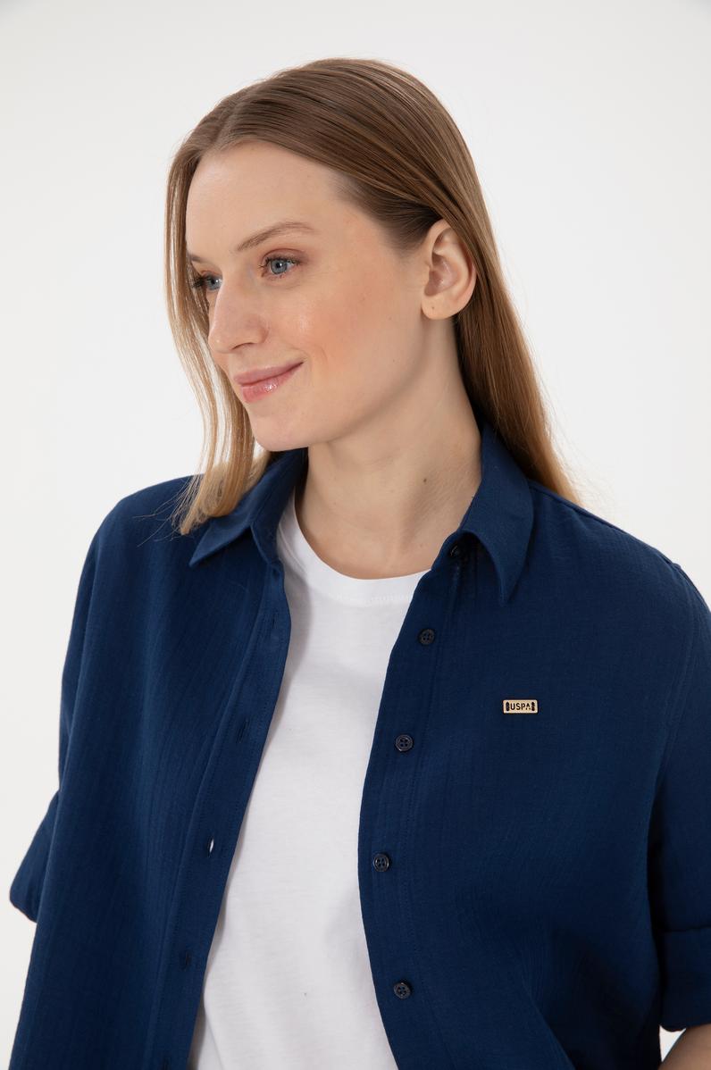 Kadın Lacivert Uzun Kollu Tunik Gömlek