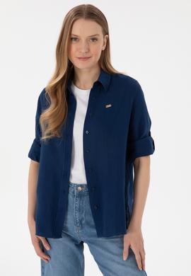 Kadın Lacivert Uzun Kollu Tunik Gömlek - 50306473010