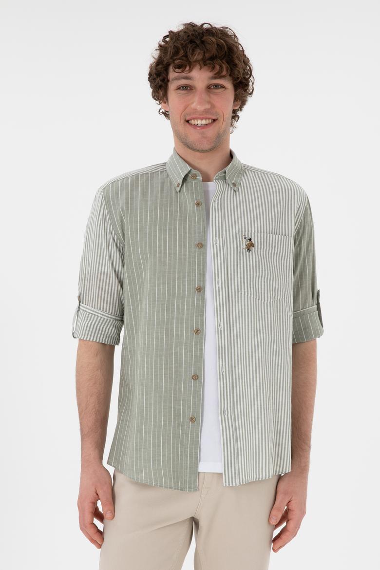 Erkek Koyu Haki Uzun Kollu Gömlek