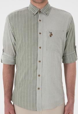 Erkek Koyu Haki Uzun Kollu Gömlek - 50299594006