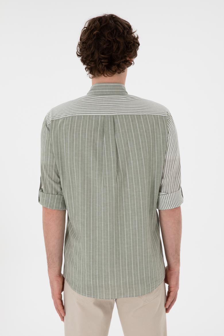 Erkek Koyu Haki Uzun Kollu Gömlek - 50299594006