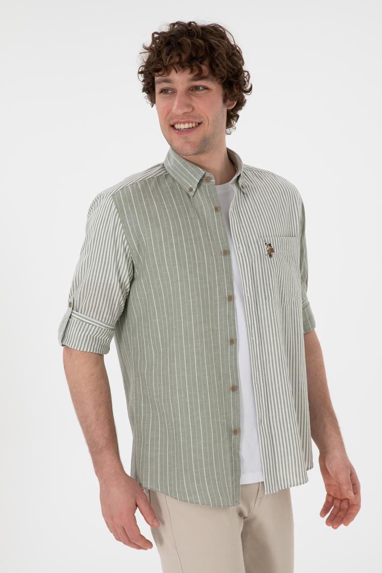 Erkek Koyu Haki Uzun Kollu Gömlek - 50299594006