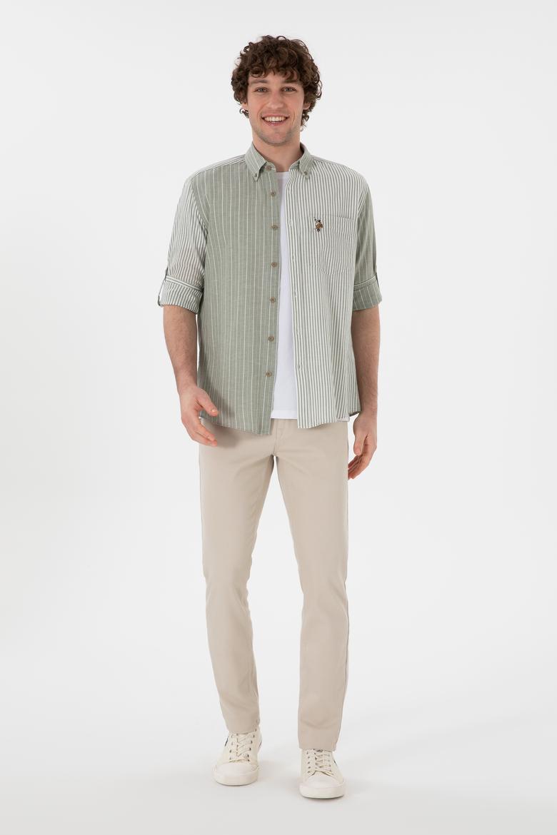 Erkek Koyu Haki Uzun Kollu Gömlek - 50299594006