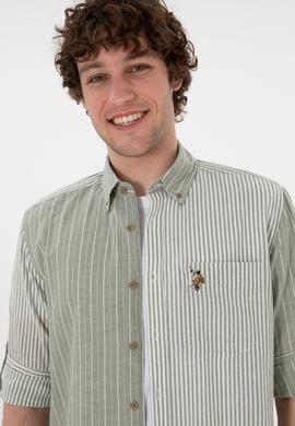 Erkek Koyu Haki Uzun Kollu Gömlek - 50299594006