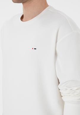 Erkek Comfort Fit Bisiklet Yaka Ekru İnce Sweatshirt - 50309858030