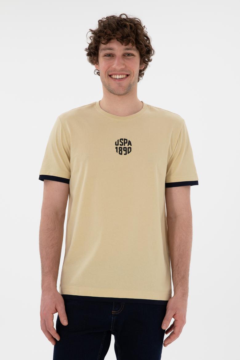 Erkek Regular Fit Bisiklet Yaka Açık Haki Tişört