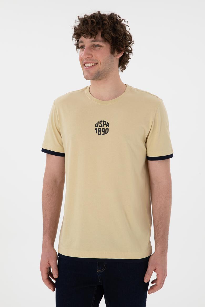 Erkek Regular Fit Bisiklet Yaka Açık Haki Tişört - 50306900019