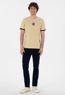 Erkek Regular Fit Bisiklet Yaka Açık Haki Tişört - 50306900019