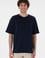 Erkek Comfort Fit Bisiklet Yaka Lacivert Jakarlı İnterlok  Tişört