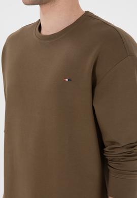 Erkek Comfort Fit Bisiklet Yaka Haki İnce Sweatshirt - 50309858040