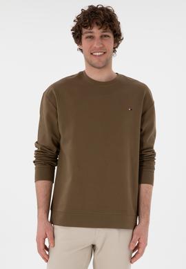 Erkek Comfort Fit Bisiklet Yaka Haki İnce Sweatshirt - 50309858040