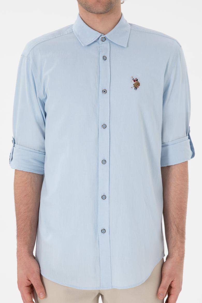 Erkek Açık Mavi Uzun Kollu Basic Gömlek - 50297868079