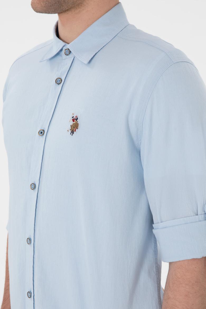 Erkek Açık Mavi Uzun Kollu Basic Gömlek - 50297868079