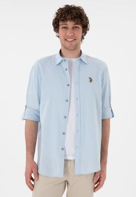 Erkek Açık Mavi Uzun Kollu Basic Gömlek - 50297868079