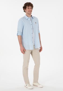 Erkek Açık Mavi Uzun Kollu Basic Gömlek - 50297868079