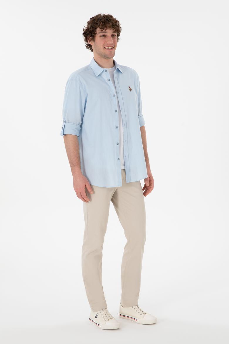 Erkek Açık Mavi Uzun Kollu Basic Gömlek - 50297868079