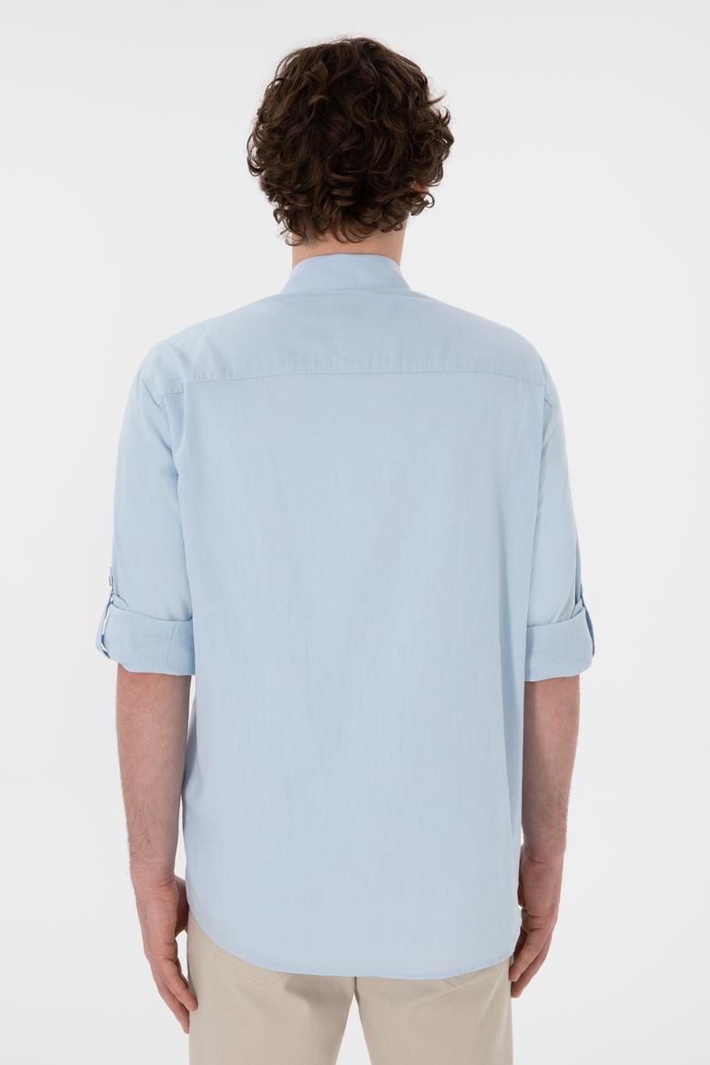 Erkek Açık Mavi Uzun Kollu Basic Gömlek - 50297868079