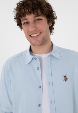 Erkek Açık Mavi Uzun Kollu Basic Gömlek - 50297868079