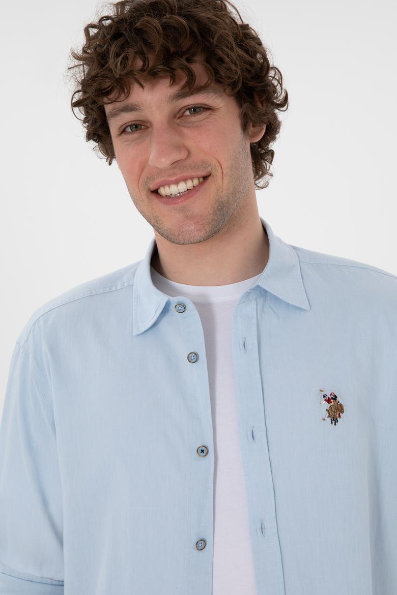 Erkek Açık Mavi Uzun Kollu Basic Gömlek - 50297868079