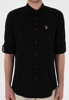 Erkek Siyah Uzun Kollu Basic Gömlek - 50297868106