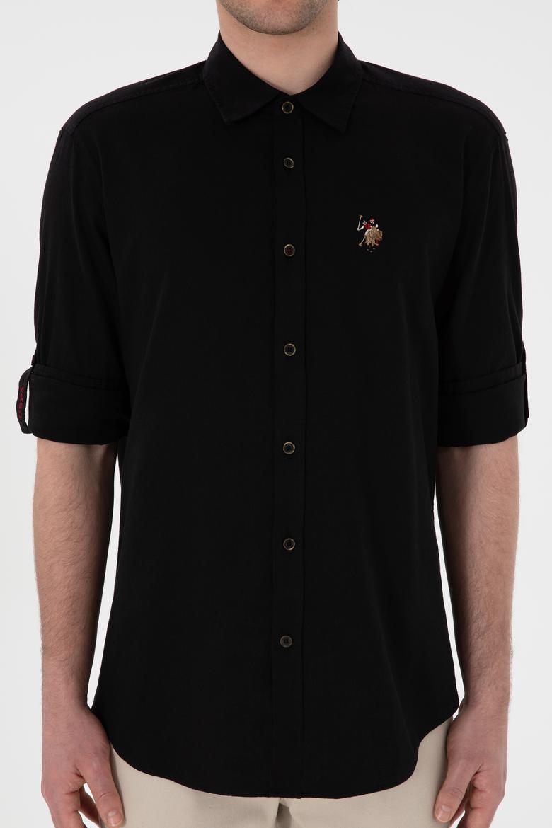 Erkek Siyah Uzun Kollu Basic Gömlek - 50297868106