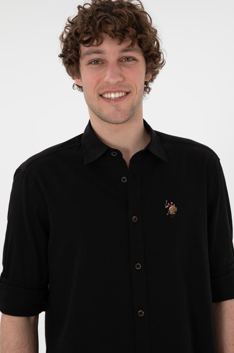 Erkek Siyah Uzun Kollu Basic Gömlek