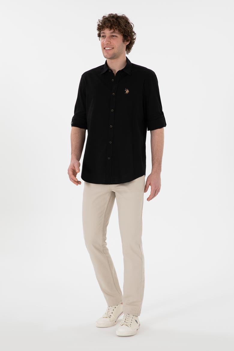 Erkek Siyah Uzun Kollu Basic Gömlek - 50297868106