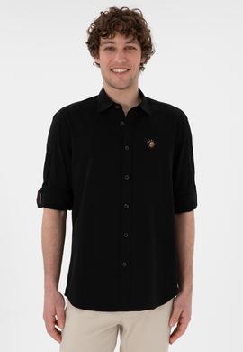 Erkek Siyah Uzun Kollu Basic Gömlek - 50297868106