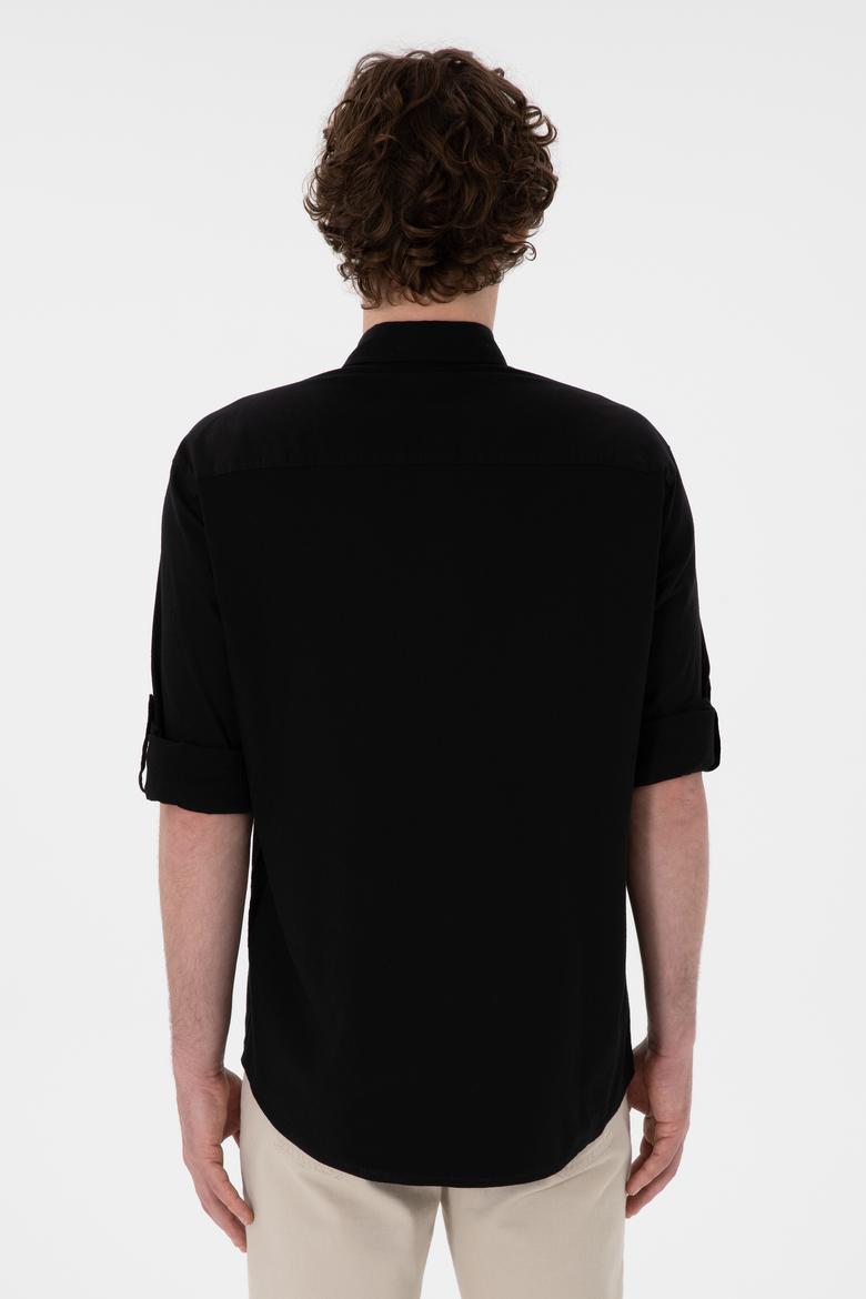 Erkek Siyah Uzun Kollu Basic Gömlek - 50297868106