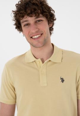 Erkek Slim Fit Polo Yaka Açık Haki Basic Tişört - 50297984324