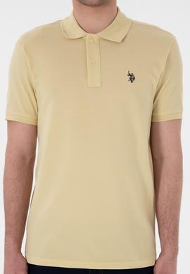 Erkek Slim Fit Polo Yaka Açık Haki Basic Tişört - 50297984324