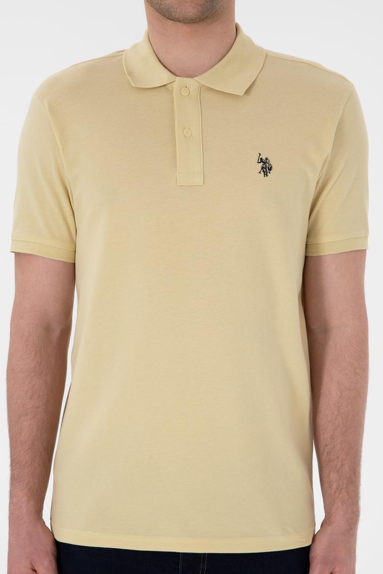 Erkek Slim Fit Polo Yaka Açık Haki Basic Tişört - 50297984324