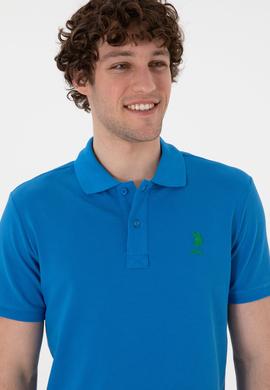 Erkek Slim Fit Polo Yaka Kobalt Basic Tişört - 50298041203