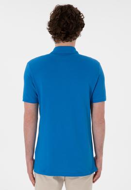 Erkek Slim Fit Polo Yaka Kobalt Basic Tişört - 50298041203