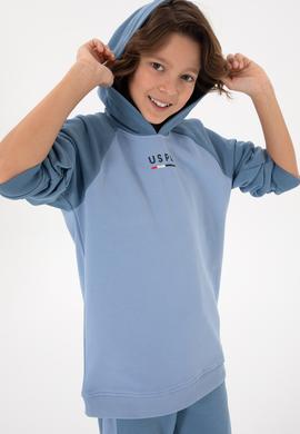 Erkek Çocuk Açık Mavi Kapüşonlu Sweatshirt - 50293495005