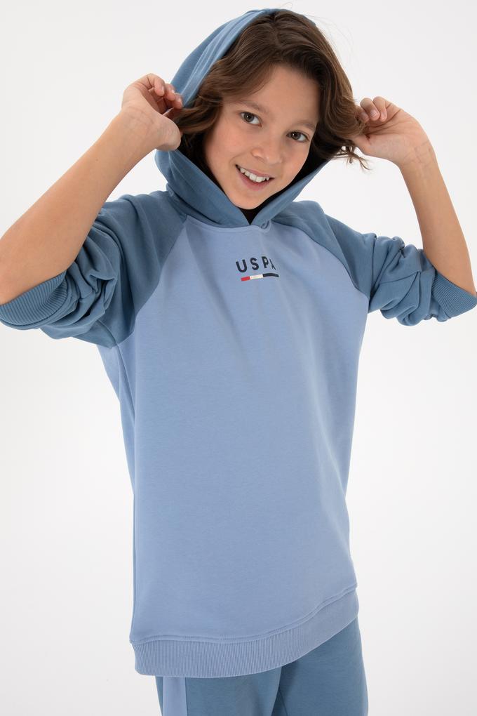 Erkek Çocuk Açık Mavi Kapüşonlu Sweatshirt