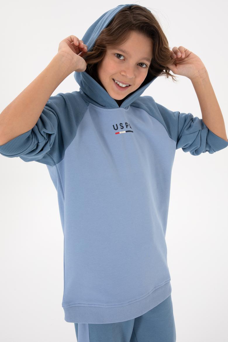 Erkek Çocuk Açık Mavi Kapüşonlu Sweatshirt