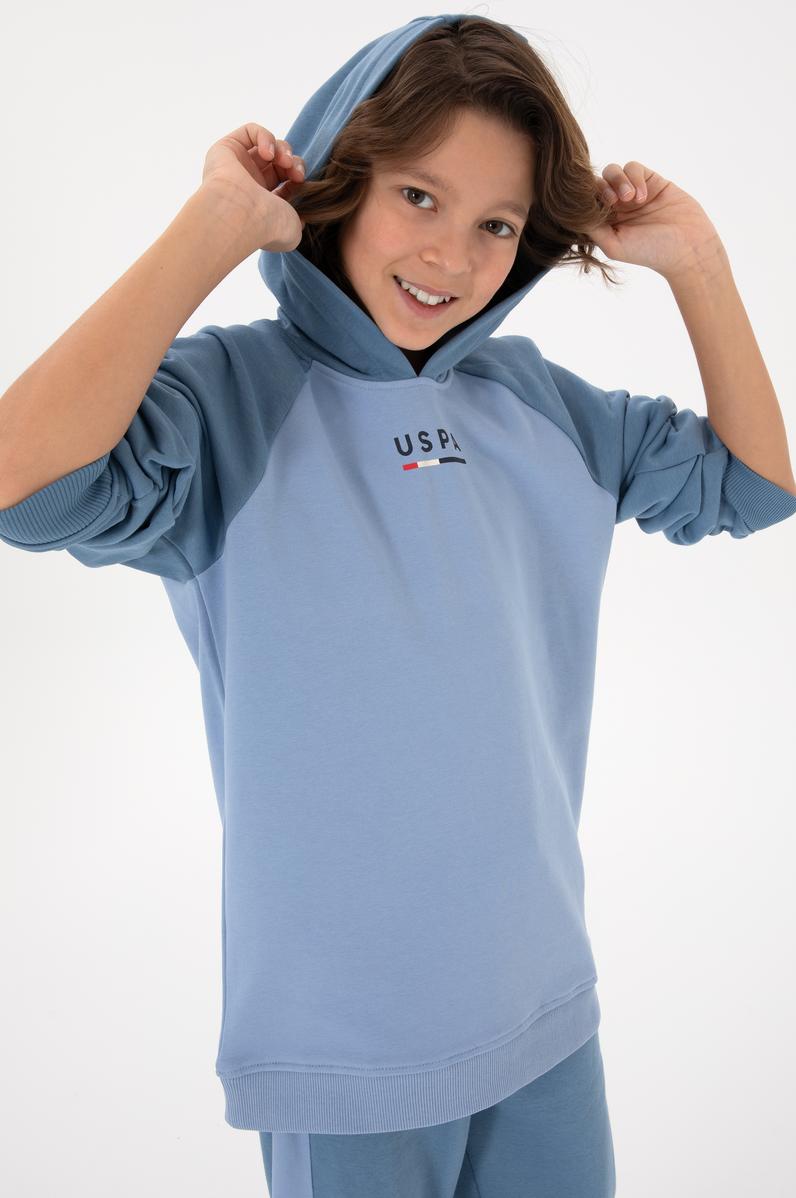 Erkek Çocuk Açık Mavi Kapüşonlu Sweatshirt