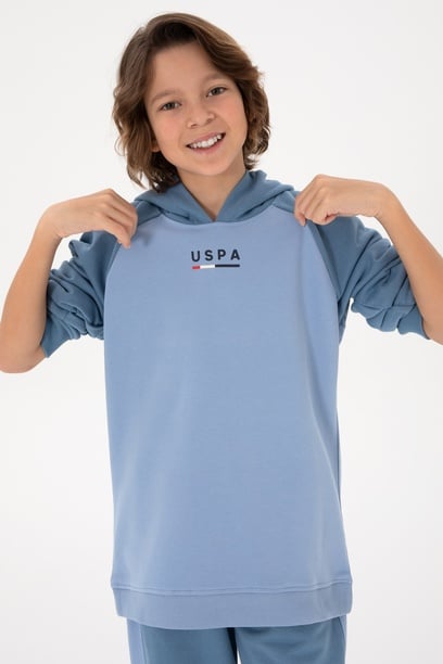 Erkek Çocuk Açık Mavi Kapüşonlu Sweatshirt